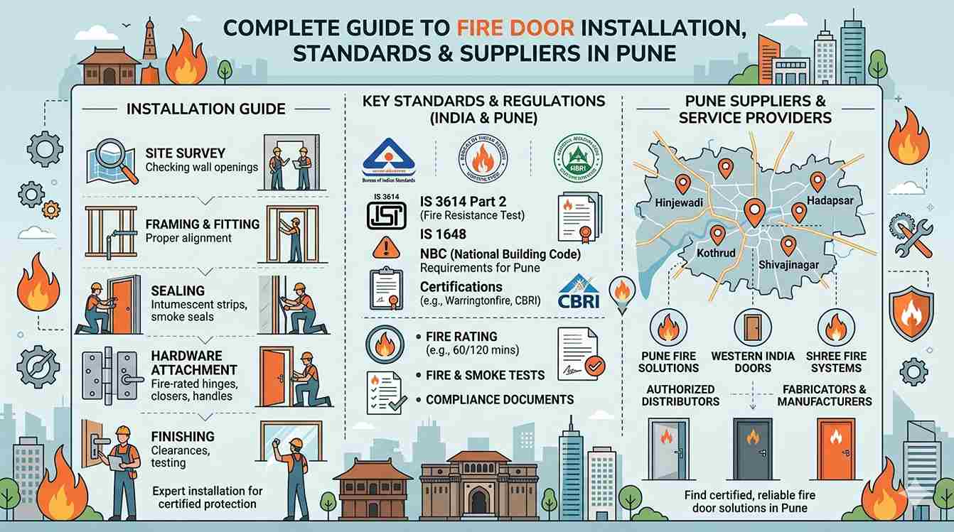 IS 3614 compliant fire door installation by KSP Engineering in Pune